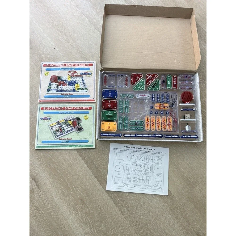 Lot (2 Kits) Elenco Electronics Snap Circuits SC-300 + SC-100 Experiment Kits